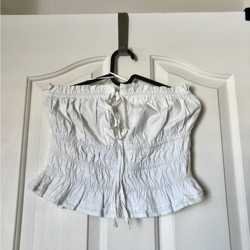 NWOT White Smocked Strapless Tube Top